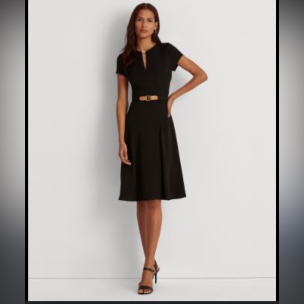 Ralph Lauren belted Georgette Dress size 12 black